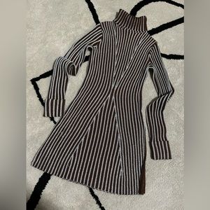 Hanifa Turtleneck Longsleeve Mini Dress with Front Slit